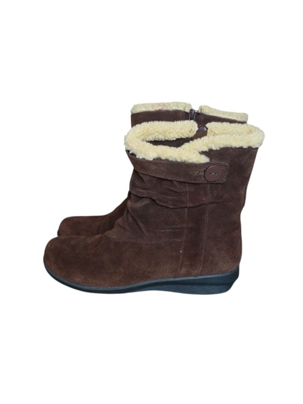 Clarks Bendables Anna Capitol Brown Winter Boots Sherpa Lined Women's Size 7.5